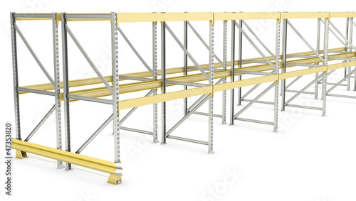 Row of double sided pallet racks