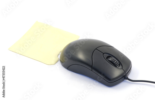 Computer mouse and slice of the cheese photo