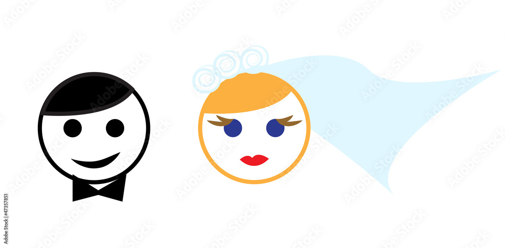 Bride and groom illustration for invitation or cards Bride and groom illustration for invitation or cards