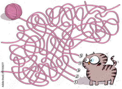 Kitten And Wool Ball Maze Game ... solution: No. 2