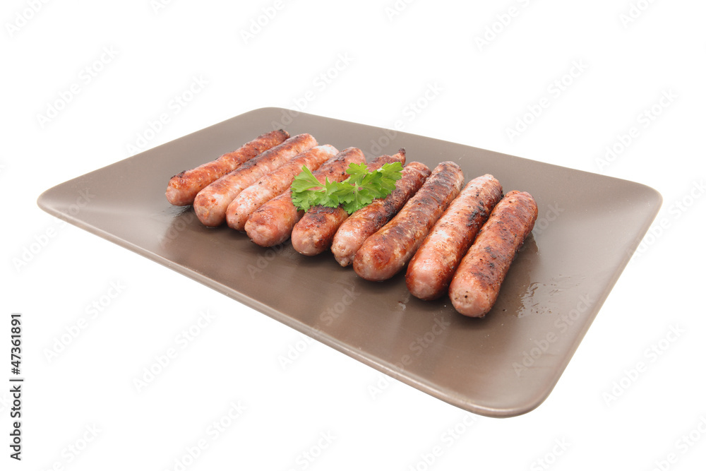 sausage plate isolated on white background sausage plate isolated on white background