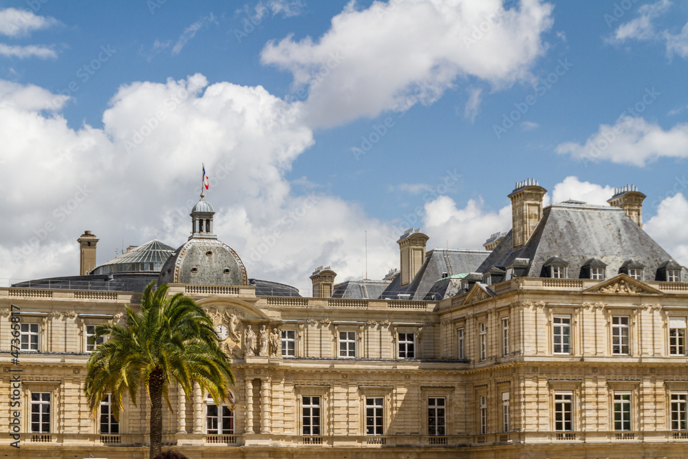 Facade of the Luxembourg Palace (Palais de Luxembourg) in Paris,