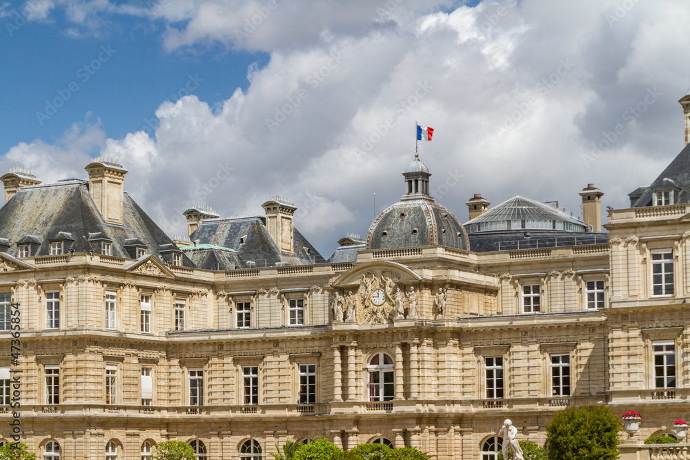 Facade of the Luxembourg Palace (Palais de Luxembourg) in Paris,