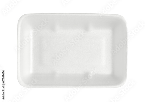 Styrofoam food tray isolated on white background