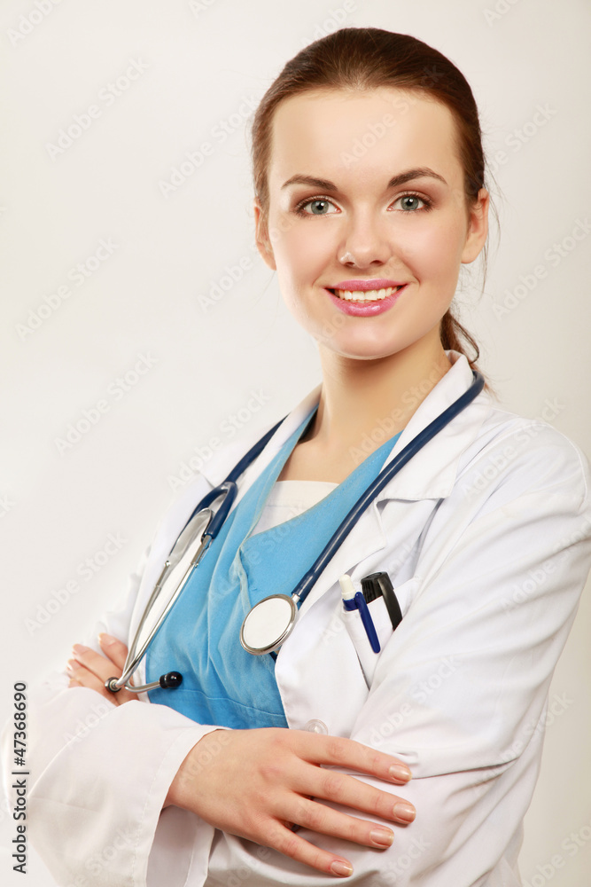 A portrait of a female doctor in uniform A portrait of a female doctor in uniform