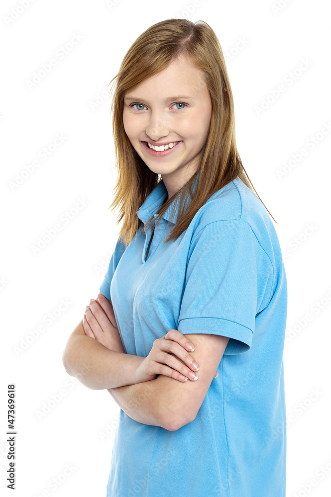Profile shot of a cute smiling teenage girl Profile shot of a cute smiling teenage girl