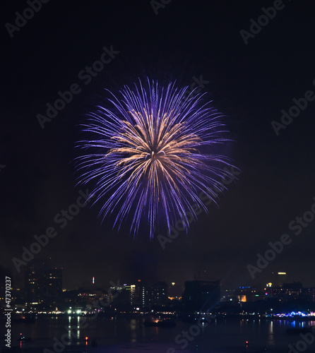Fireworks at Pattaya beach, Thailand © boonsom