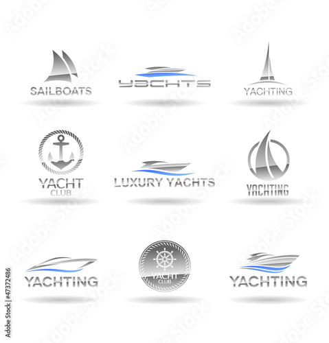 Set of  nautical  icons. Yachts and sailboats. Vol 1.