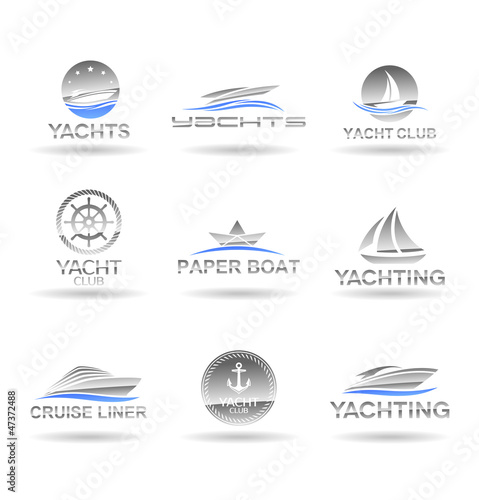 Set of  nautical  icons. Yachts and sailboats. Vol 2.