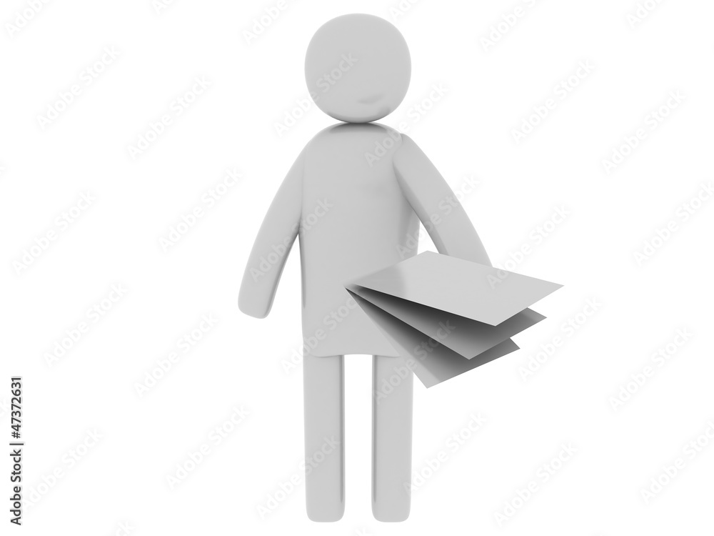 Gray man with papers Gray man with papers