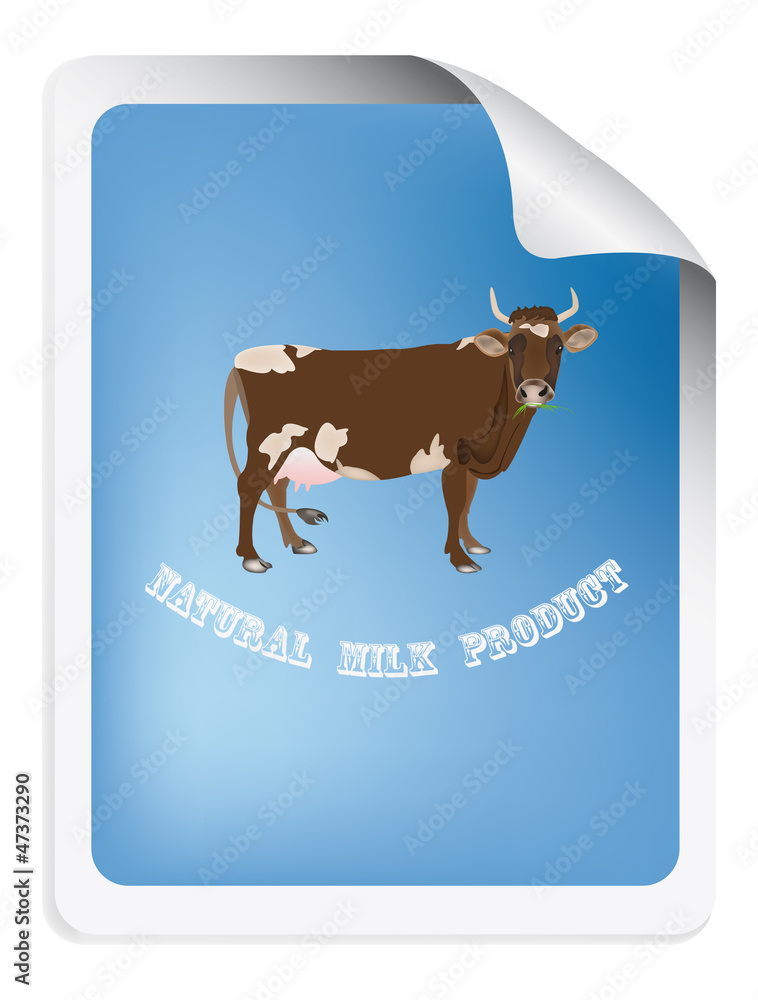 Natural dairy label with cow.Vector illustration Natural dairy label with cow.Vector illustration