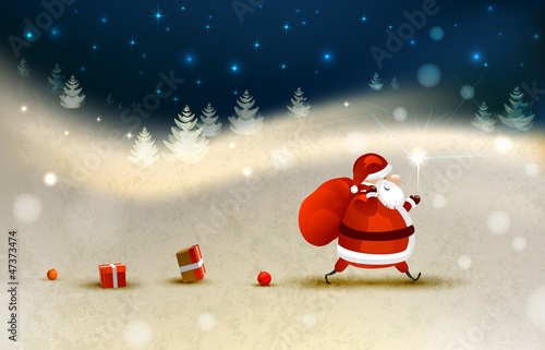 Santa Claus on the Winter landscape