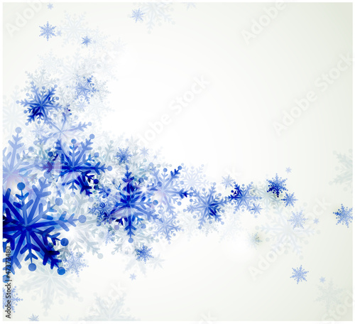 Fototapeta Naklejka Na Ścianę i Meble -  Christmas background with abstract blue snowflakes