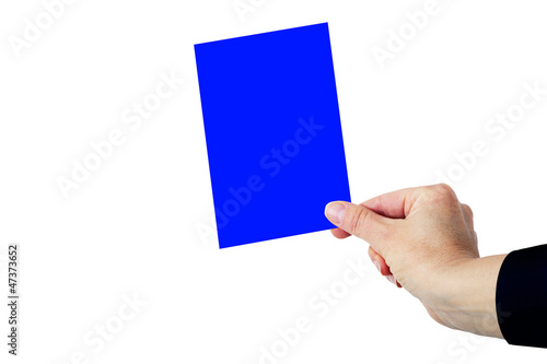 Hand shows Blue Card