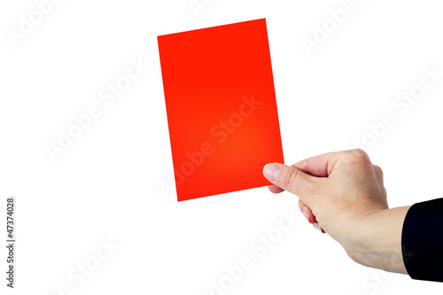 Hand showing red card photo