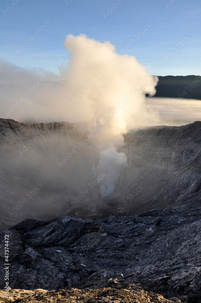 Morning view inside crater of vulcano