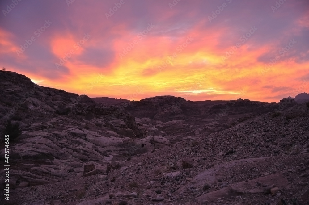 Sunset in Petra, Wadi Musa