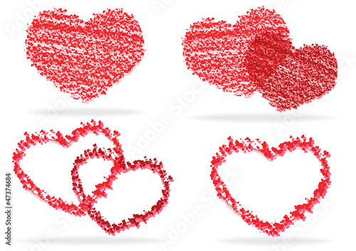 set of stylized hearts