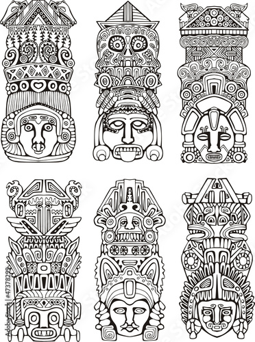 Aztec totem poles