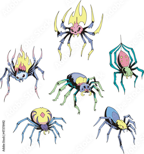 Set of spider tattoos