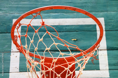 Old basketball net and green board