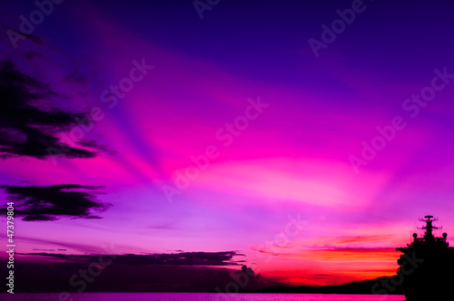 Ship Silhouette - Colourful Sky - Trinidad and Tobago
