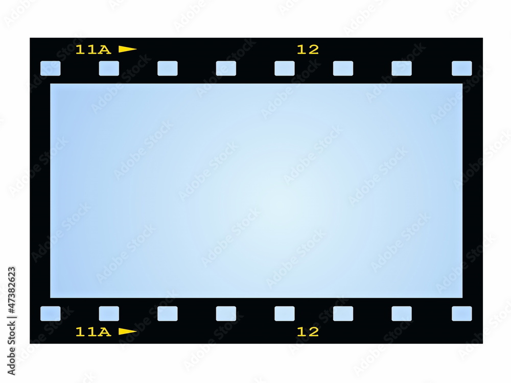 blank film strip frame isolated on white