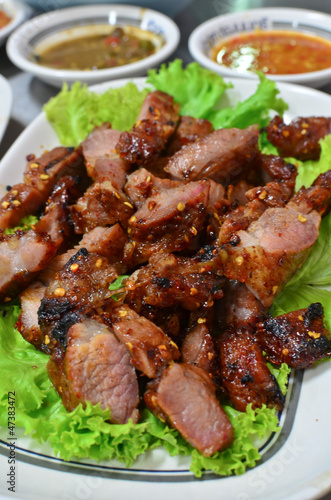 Roasted pork with spicy sauce, Thai style