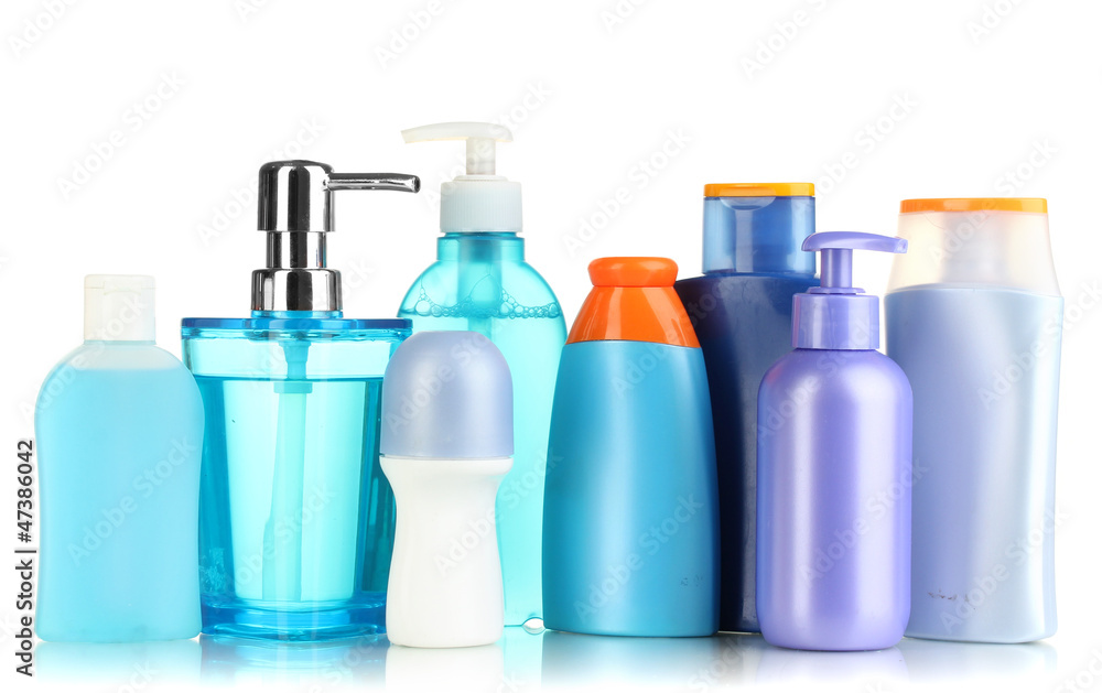 A lot of different cosmetic products for personal care isolated A lot of different cosmetic products for personal care isolated