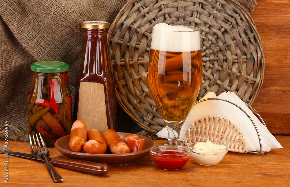 Beer and grilled sausages Beer and grilled sausages