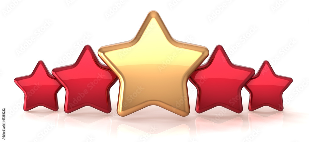 Fototapeta premium Gold star leadership inside red stars success individuality