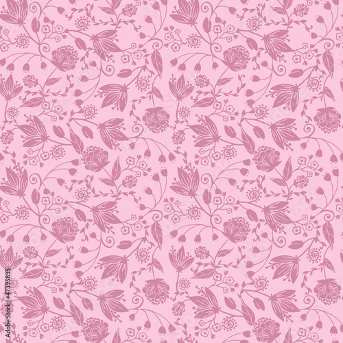 Vector purple silhouettes flowers elegant seamless pattern