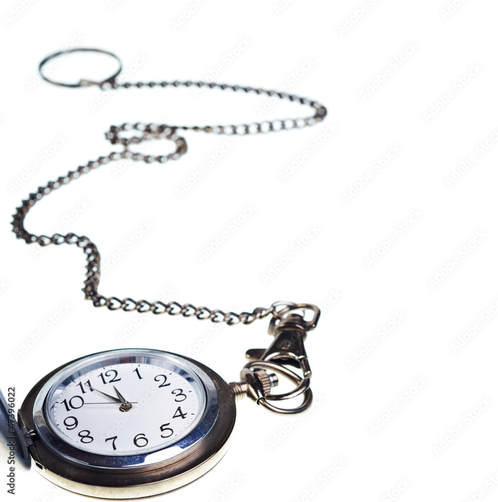 Pocket watch with chain isolated on white Pocket watch with chain isolated on white