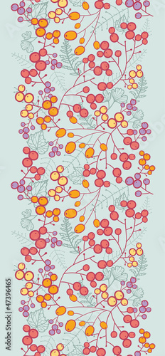 Vector sweet winter berries vertical seamless pattern ornament