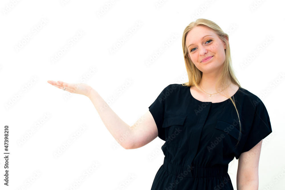woman showing and presenting copy space woman showing and presenting copy space