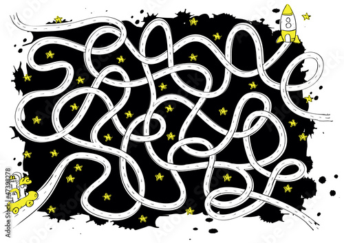Space Road Maze Game ... with solution in hidden layer