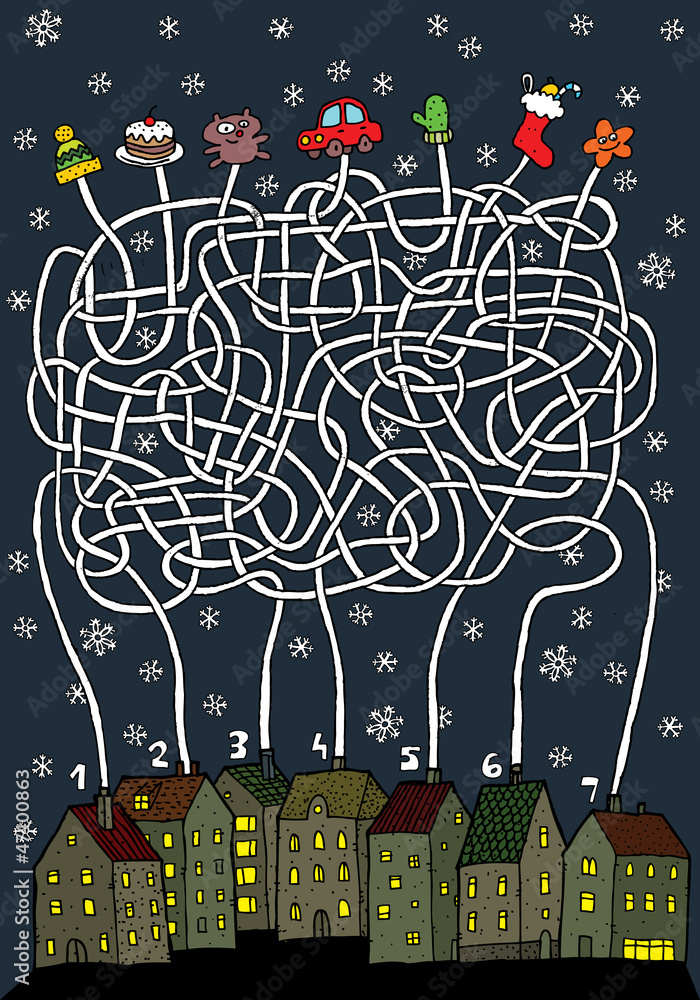 Naklejka premium Christmas Maze Game