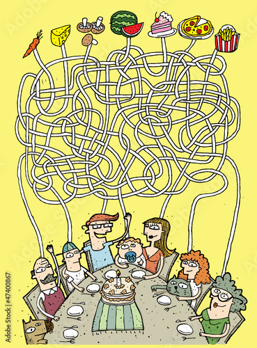 Family and Food Maze Game