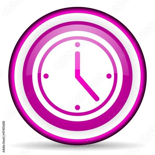 clock violet glossy icon on white background