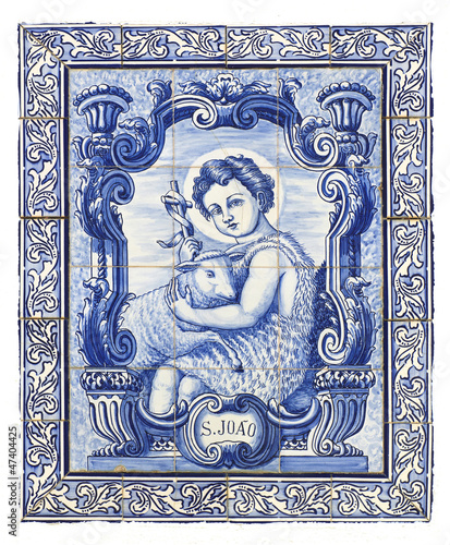 ancient portuguese tiles with saint john