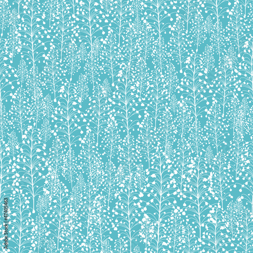 Vector abstract blue plants seamless pattern background with