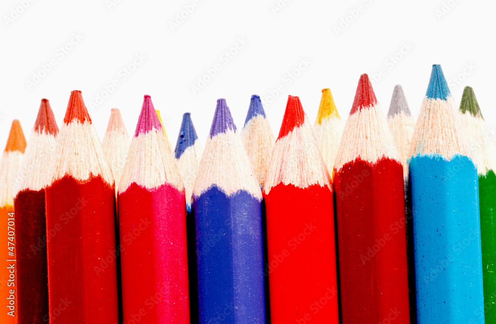 sharp of colorful crayon on white sharp of colorful crayon on white