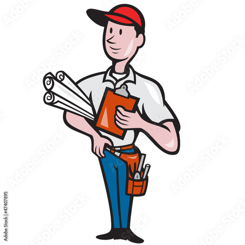 Builder Construction Engineer Worker Cartoon