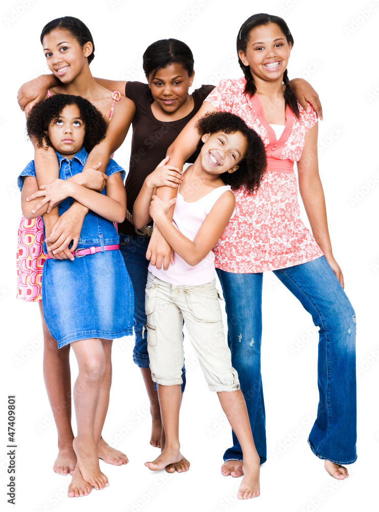 Fototapeta premium Portrait of five friends standing