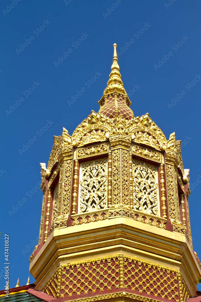 Maha Chedi Chaimongkhol, White pagoda in thai temple at Roi Et P