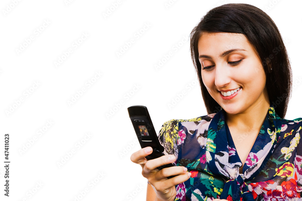 Confident woman text messaging Confident woman text messaging
