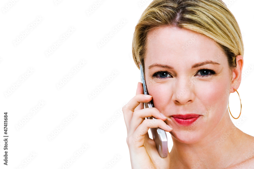 Portrait of a woman talking on mobile Portrait of a woman talking on mobile