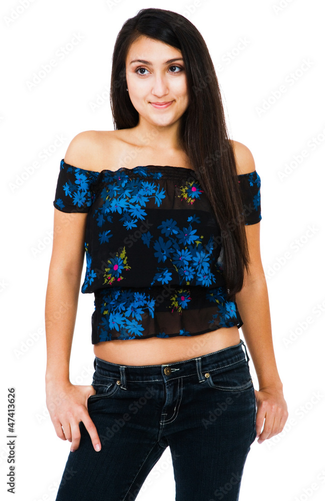 Fototapeta premium Smiling woman thinking
