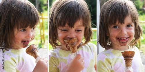 Dziewczynka je czekoladowe lody