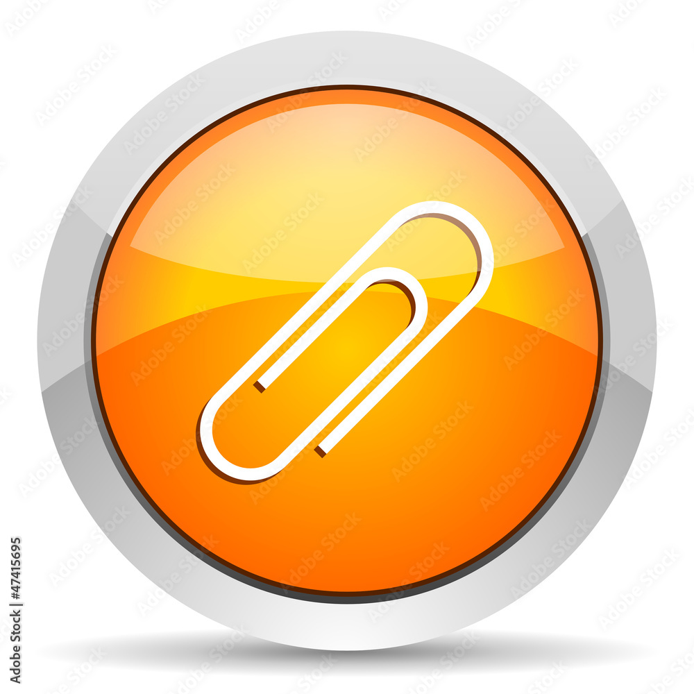 paper clip orange glossy icon on white background paper clip orange glossy icon on white background